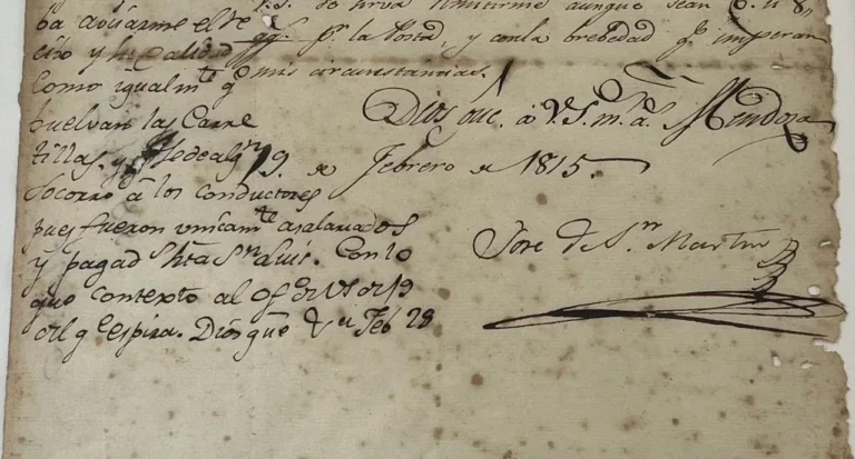 Una carta inédita de San Martín con pedido desesperado de pólvora para el Ejército de los Andes será exhibida en el Museo de Peyrano