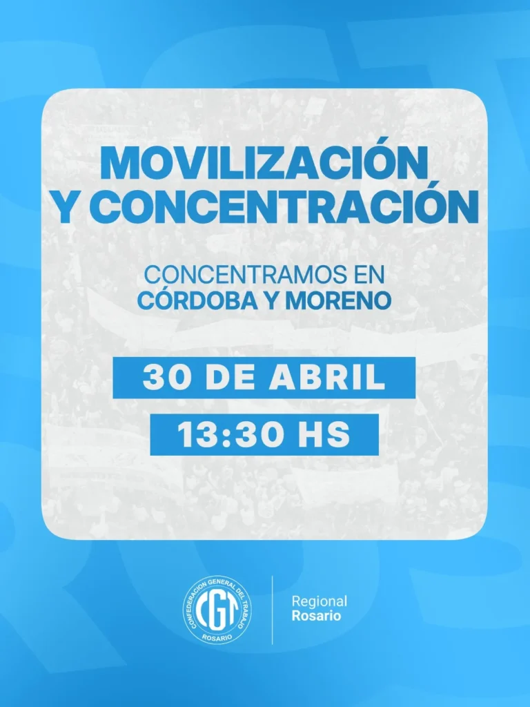 Concentración de trabajadores de la CGT Rosario en la calle