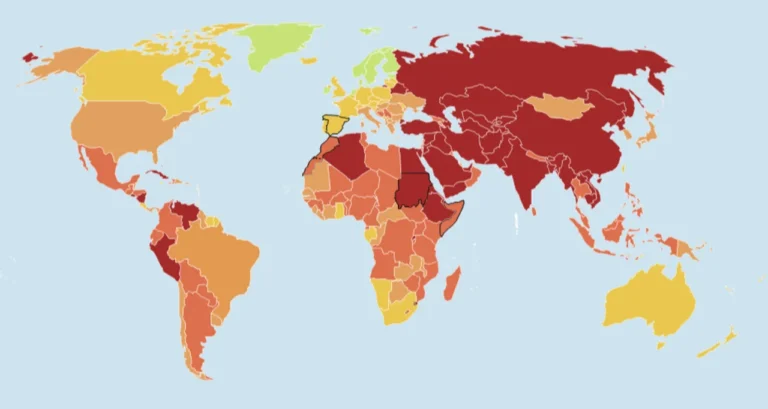Gráfico del ranking de libertad de prensa 2025 con Argentina en el puesto 98