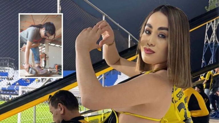 Marisol Olmedo, madrina de Guaraní, posando con la camiseta del club