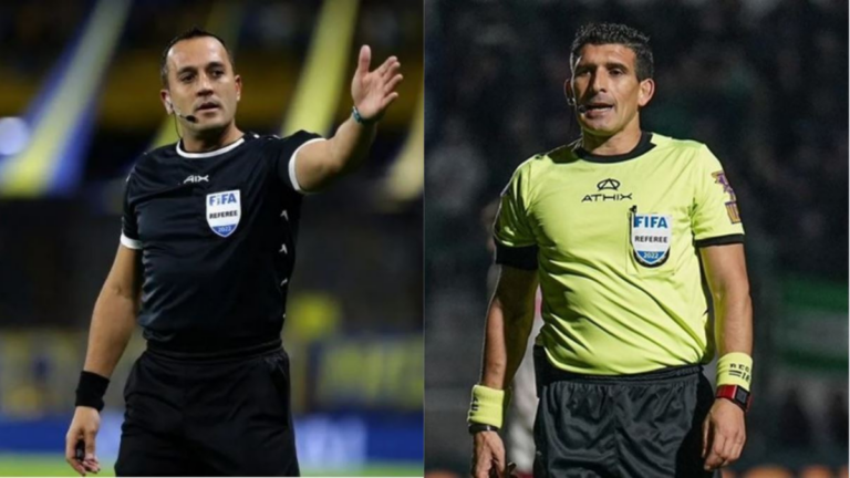Símbolo de árbitro de fútbol junto a los escudos de Newell's Old Boys y Rosario Central