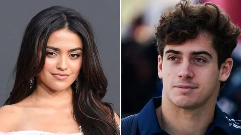 Franco Colapinto y Maia Reficco caminando de la mano por la playa en Miami
