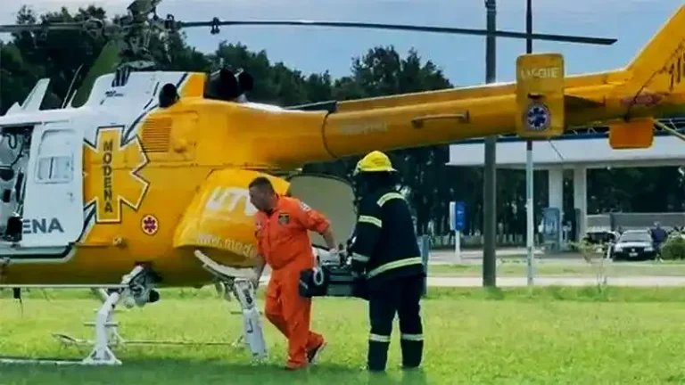 Operativo de rescate y traslado aéreo de un operario herido en Bombal, Santa Fe.