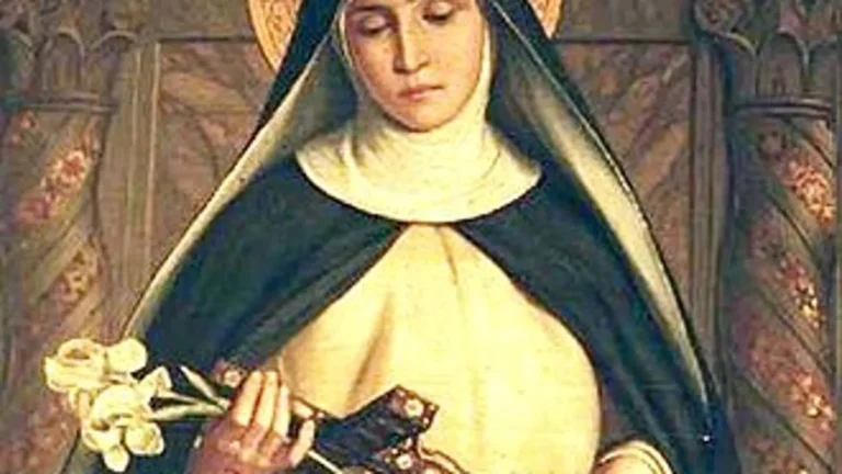 Imagen de Santa Catalina de Siena con hábito dominico y azucena