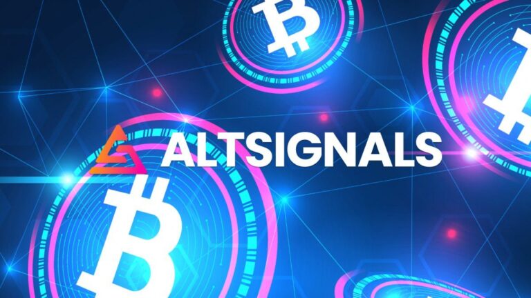 Gráfico de criptomonedas y logo de AltSignals con el token ASI